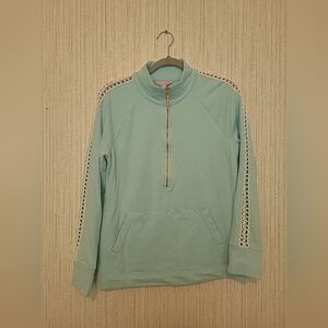 Lilly Pulitzer Size Medium Light Blue Popover With Crochet Accents